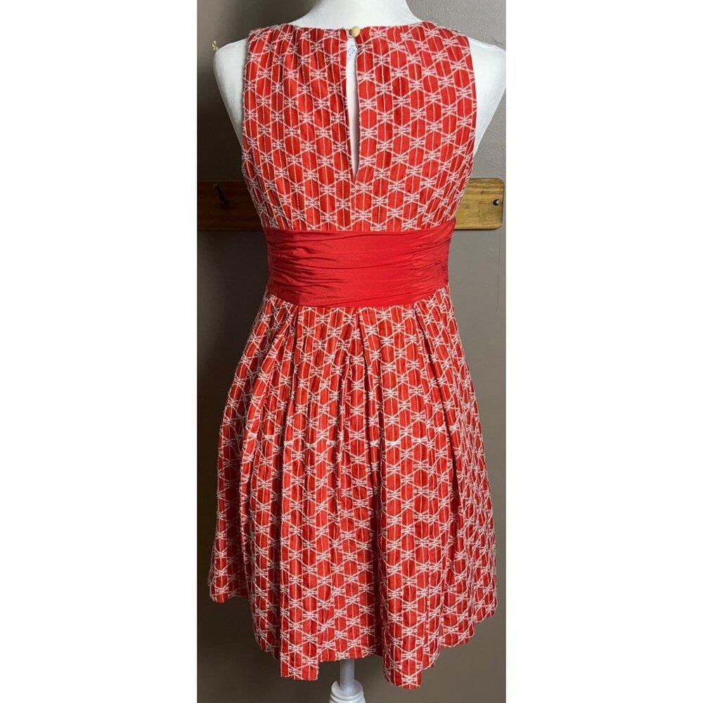 Frock Tracy Reese Dress Red Linen Silk Retro 50s PinUp Feminine Fun Womens 6 - Picture 2 of 14